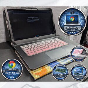 HP Chromebook 14-ca061dx Celeron N3350 4GB 32GB 14" + Charger + Folio Case